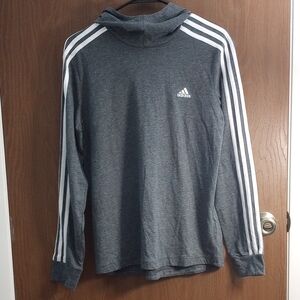 Adidas Men's Charcoal Hoodie with White Accents